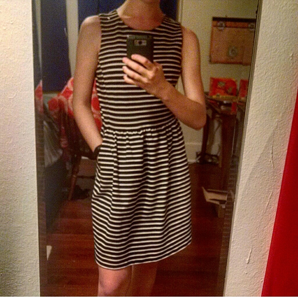 Black and white striped dress with pockets
